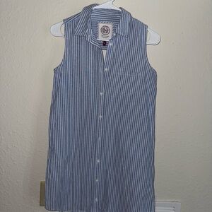 SO Blue and White Striped Sleeveless Dress